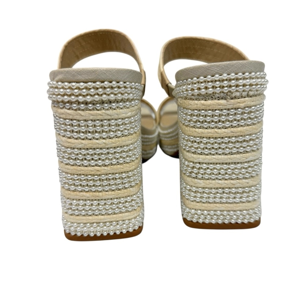 Dolce Vita Cream Braided Pearl-Trim Block Heel Sandal - Picture 8 of 14